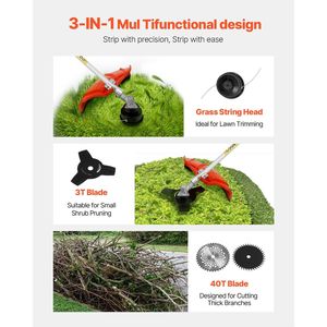 43CC 2-Stroke Gas Powered 16.9" Cordless 3T Blade String Trimmer Multi-Functional <b>Grass</b> Cleaning Lawn <b>Edger</b> Shoulder Model - Product Image 3
