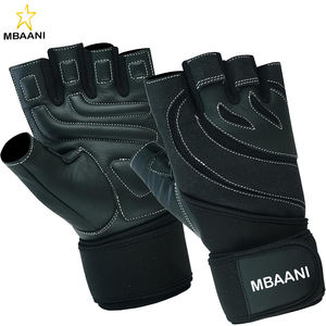 Guantes de Levantamiento de Pesas de Cuero Acolchados, Sin Dedos, con Soporte para Muñeca Larga, para Entrenamiento, Gimnasio, Ejercicio, Powerlifting, Diseño Unisex - Product Image 1