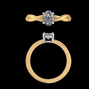 18k Gold 0.75 Carat Oval Cut Diamond Engagement Ring 14k Yellow Gold Twisted <b>Infinity</b> Band Solitaire Fine Jewelry Gift Women - Product Image 3