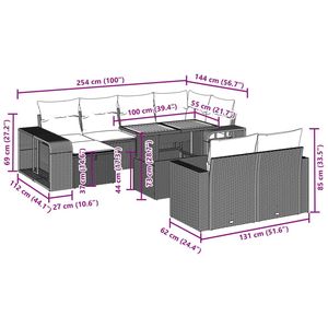 Ensemble de canapés de patio en polyrotin gris, 11 pièces, avec coussins, collection de meubles d'extérieur durables - Product Image 3