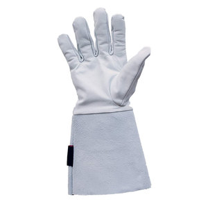 Gants de soudage en cuir blanc personnalisés, à long manchon, résistants à la chaleur, pour le soudage et l'usage industriel - Product Image 3