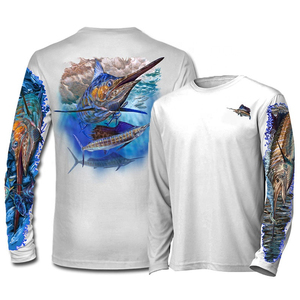 เสื้อโปโลตกปลาแขนยาวผู้ชาย แห้งเร็ว 100% โพลีเอสเตอร์ พิมพ์ลายแบบซับลิเมชั่น ระบายอากาศได้ดี ป้องกันรังสียูวี UPF 50 - Product Image 5