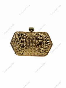 Pochette de soirée de luxe indienne en nacre avec incrustation de pierres précieuses et cadre en laiton fait main, sac de déclaration pour mariage et fête - Product Image 4