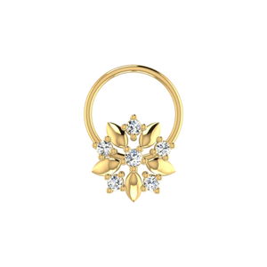 AJRETAIL - Joyería Fina para Mujer, Diseño Royal Nova, Oro de 14K, Certificado GIA, Piercing de Nariz con Flor de Diamante Natural de 0.05ct - Product Image 1