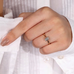 Anillo de Compromiso Clásico VBSR-20 Listo para Enviar, Anillo de Esmeralda Cultivada en Laboratorio de 3 Quilates, Color E, Claridad VVS2, Anillo de Boda, Joyería Fina para Mujer - Product Image 1