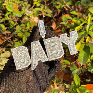 BABY Letter Pendant Silver Plated Rhinestone Charm Hiphop Jewelry Unisex Gift - Product Image 1