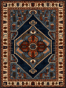 Tapis en laine oriental traditionnel pour salon, chambre, hôtel et villa, tapis persan géométrique bleu noué, tapis d'intérieur oriental - Product Image 1