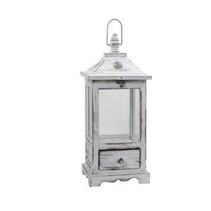 Lanterne en bois rustique avec poignée en corde, porte-bougie vintage, centre de table pour la maison - Product Image 5