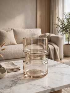 Stackable Clear Smoky Glass Tumbler Leak-Proof Modern Barware Microwave Dishwasher Safe Single Wall for <b>Home</b> Hotel <b>Office</b> - Product Image 1