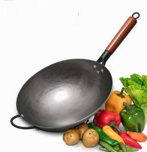 Wok Profesional de Acero Inoxidable, Fondo Redondo Tradicional, Resistente, Capacidad de 20L, Mango de Madera, Apto para Lavavajillas - Product Image 1