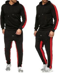 Conjunto Deportivo Personalizado para Hombre, Sudadera con Capucha y Pantalones Deportivos de Pierna Recta, con Franja Lateral, Conjunto Deportivo Grueso para Hombre - Product Image 1