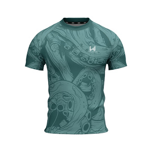 Men's Quick Dry Printed <b>Short</b> Sleeve <b>Compression</b> T Shirt Crew Neck Octopus Pattern Back Logo All Seasons Men's Gym Wear - Product Image 1
