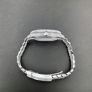 นาฬิกาแม่ของไข่มุกหน้าปัดมอสซาไนต์-ทำด้วยมือเป็นประกายนาฬิกาอะนาล็อกเพชรหรูหราราคาไม่แพงที่เป็นมิตรกับซัพพลายเออร์ของอินเดีย - Product Image 5