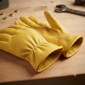 Customizable Quality Logo Workwear <b>Gloves</b> Sheep Grain Leather Industrial Safety Clothing Heat Resistance Elastic Wristlet 11 oz - Product Image 4