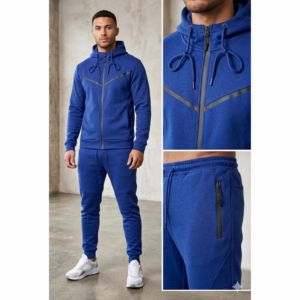 Ensemble de survêtement technique en molleton pour homme – Sweat à capuche zippé et pantalon de jogging – Vêtements de sport décontractés haut de gamme - Product Image 5