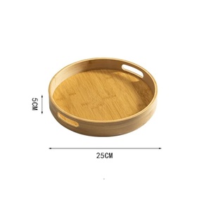 Ensemble de plateaux décoratifs ronds en bois élégants avec poignées, motif paysager écologique, design moderne, plateaux gigognes, vente en gros. - Product Image 6