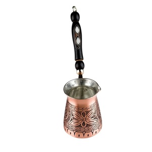 Cafetera Turca Antigua de Cobre Martillado, Cezve, Ibrik con Asa de Latón Tallada, Cafetera Árabe Griega Hecha a Mano - Product Image 6