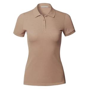 เสื้อโปโลสีเบจสำหรับผู้หญิง แขนสั้น สีพื้น สไตล์ลำลอง ความยาวปกติ ผ้าทอ - Product Image 1