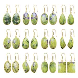 Pendientes de Atlántasita Natural al por Mayor, Joyería de Lujo Chapada en Oro sobre Latón para Ella, Pendientes Minimalistas con Piedras Preciosas - Product Image 1