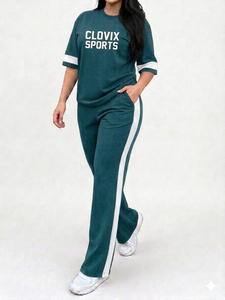 Premium Quality Custom Logo Women Summer 2 Piece <b>Tracksuit</b> Oversized TShirt Streetwear Breathable Lightweight Cotton Polyster - Product Image 3