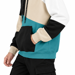 Sweat à capuche personnalisé 100 % coton, doublure à carreaux, couleur unie, streetwear, broderie, épaules tombantes, chaud pour l'hiver, OEM - Product Image 4