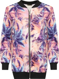 Womens Ladies Biker Celebrity Camo Flower FLoral Print Bomber Jacket - Product Image 3