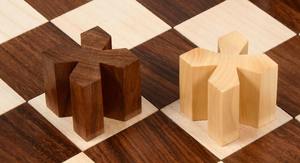 Jeu d'échecs en bois abstrait géométrique Bauhaus 1924 reproduit, en Sheesham et buis, hauteur du roi 1,9 cm, au meilleur prix - Product Image 3