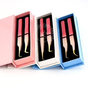 Pinzas de fibra con logotipo personalizado, extensión de pestañas, pinzas de pestañas de volumen de bota rosa, pinzas de pestañas de 45 y 90 grados, punta de fibra de acero inoxidable - Product Image 1