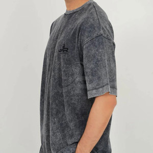 เสื้อยืดลำลองผู้ชายสไตล์สบายๆ ล้างสีแบบแอซิดวอช ผ้าฝ้าย 100% สไตล์ฤดูร้อน เสื้อยืดผู้ชายล้างสีแบบแอซิดวอช สตรีทแวร์ - Product Image 4