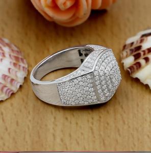 Anillo de Compromiso Estilo Hip Hop con Diamante Moissanite de Corte Redondo, Anillo de Plata de Ley 925 con Incrustaciones de Diamantes, Regalos de Boda y Aniversario para Hombre - Product Image 5