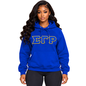 เสื้อฮู้ด Sigma Gamma Rho สีน้ำเงินรอยัล ผ้าฟลีซพรีเมียม ปักตัวอักษรกรีก มีกระเป๋าจิงโจ้ เสื้อสเวตเชิร์ตลำลองสำหรับชมรมนักศึกษา - Product Image 1
