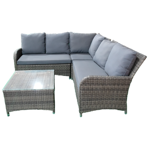 Traditional Design Outdoor <b>Wicker</b> Sofa Set with Powder-coated Steel Frame and Glass <b>Coffee</b> <b>Table</b> for Home Villa or Resort - Product Image 5