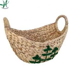 Handmade Vietnamese Round Storage Basket Tray Water Hyacinth Wicker Home Kitchen Food Safe Organizing Handicraft Made of Cloth - Product Image 4