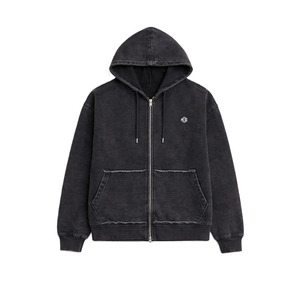 เสื้อฮู้ดซิปวินเทจผ้าฝ้ายฟลีซหนานุ่มทรงโอเวอร์ไซส์ สไตล์สตรีทแวร์ ซิปยาวเต็มตัว มีเชือกผูก ปรับแต่งโลโก้ได้ - Product Image 4