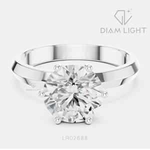 Bague de fiançailles en or blanc 14 carats avec diamant de laboratoire de 1,88 carat, coupe ronde, bague de mariée, certifiée IGI, bijoux fins, cadeau pour femme - Product Image 1
