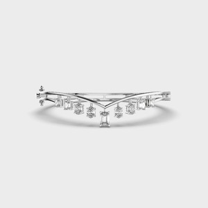 Lab Grown Diamond Geometric Drop Open <b>Bangle</b> Bracelet in 14KT <b>Rose</b> / Yellow / White <b>Gold</b> - Product Image 2