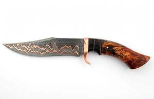 Handcrafted Copper-Layer Patterned Steel <b>Craft</b> <b>Tool</b> Burl Wood Handle Executive Display Piece - Product Image 3