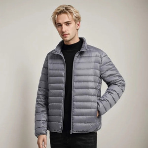 Clothing Factory Custom Men Canvas <b>Lightweight</b> Puffer <b>Jacket</b> Stand Zipper Plain Dyed Winter <b>Running</b> <b>Jacket</b> Wholesale Custom logo - Product Image 4