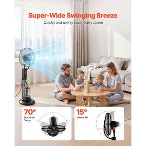 Ventilatore Nebulizzatore con 3 Velocità, Serbatoio Acqua da 0,79 Galloni, Telecomando, per Uso Esterno - Product Image 2