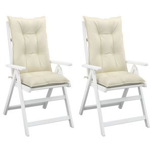 Lot de 2 coussins de chaise à dossier haut couleur crème, coussins d'extérieur avec rembourrage en fibre creuse de polyester PP - Product Image 4