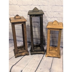 Juego de Faroles Rectangulares de Madera con Portavelas para Decoración del Hogar, Acabado Duradero - Product Image 4