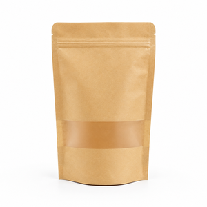 Matte Window Kraft Paper Stand Up <b>Pouch</b> with Zipper Resealable for Coffee Bean and Nut Packaging - Product Image 3