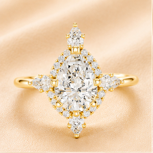 Pear Halo Lab Grown Diamond Engagement <b>Ring</b> 14K Solid Gold Rhodium Plated Vintage Bridal <b>Statement</b> <b>Ring</b> for Women Jewelry Gift - Product Image 1