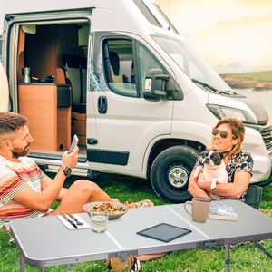 "Aluminum Foldable Camping <b>Table</b> 4ft <b>Portable</b> <b>Picnic</b> <b>Table</b> 3-Fold Adjustable Height Lightweight Indoor/Outdoor" - Product Image 4