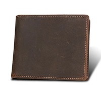 Dompet Pendek Pria Buatan Tangan Gaya Sederhana dari Kulit Crazy Horse Ramah Lingkungan dengan Pola Titik PVC dan Lapisan PVC