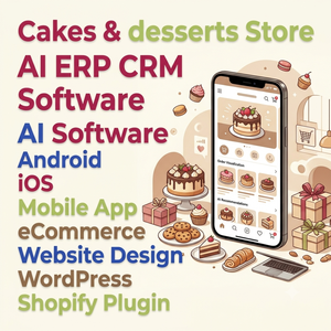 แอพพลิเคชั่นมือถือ Android IOS ซอฟต์แวร์อีคอมเมิร์ซ Ai เค้กและของหวานการออกแบบเว็บไซต์ WordPress shopify ปลั๊กอิน Ai ERP CRM ซอฟต์แวร์ - Product Image 3