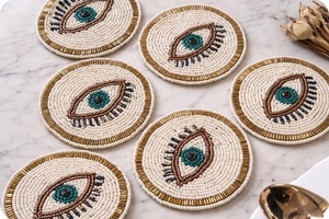 <b>Beautiful</b> Decorative Beaded Coaster with Handmade Embroidery for Tea Cups Coffee <b>Mugs</b> Glasses and Tabletop Styling at low cost - Product Image 4