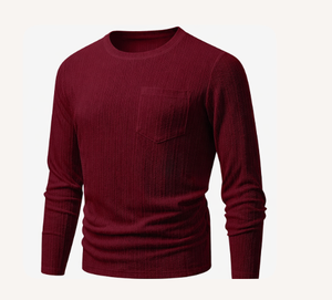 <b>Men</b> <b>Red</b> Long Sleeve Knitted Casual <b>Shirt</b> Solid Color V-Neck Full Sleeve Autumn Wear Cotton Fabric tMen Long Sleeve Casual - Product Image 5