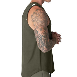 Vente flash - Débardeur basique pour homme en coton pur, sans manches, pour la musculation et le fitness, séchage rapide, respirant, service OEM - Product Image 3