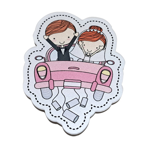Décoration de voiture pour jeunes mariés, aimant de réfrigérateur en acrylique irrégulier, autocollant magnétique - Product Image 1